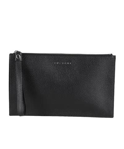 Orciani Logo Lettering Zipped Clutch Bag In Black