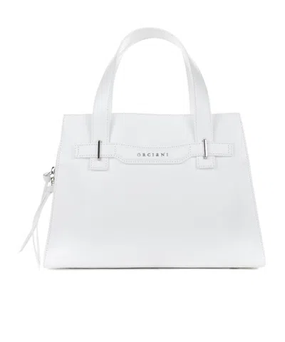 Orciani Logo Logo Shoulder Bag In White