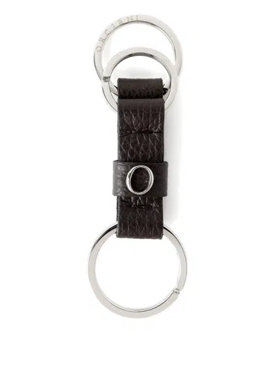 Orciani Logo-plaque Keychain In Brown