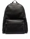 Orciani Rounded Black Pelle Backpack With Adjustable Straps In Black
