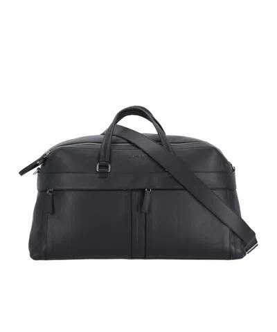 Orciani Logo-plaque Leather Holdall Bag In Black