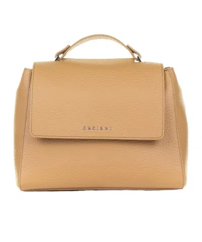 Orciani Logo Rectangular Shoulder Bag In Nude