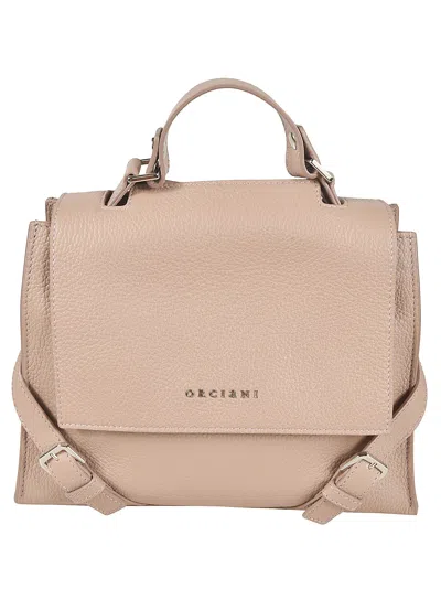 Orciani Logo Top Handle Tote In Cameo
