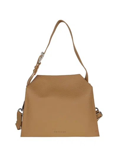 Orciani Logo-detail Shoulder Bag In Brown
