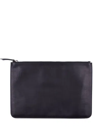 Orciani Logo-embossed Leather Clutch Bag In Purple