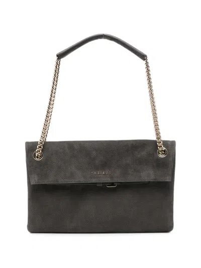 Orciani Logo-plaque Chain-link Shoulder Bag In Black