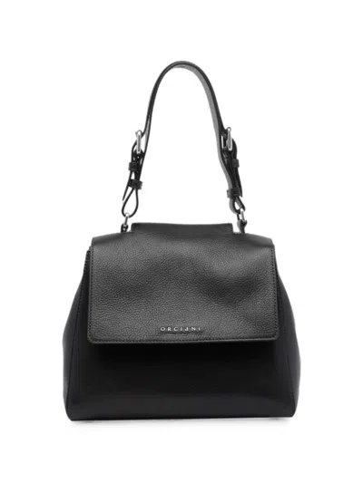 Orciani Logo-plaque Grained Leather Tote Bag In Black