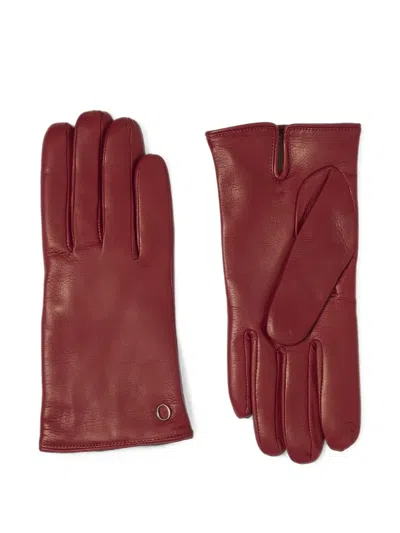 Orciani Logo-plaque Leather Gloves In Red