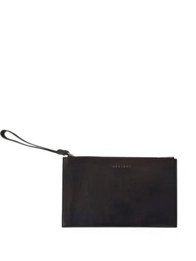 Orciani Logo-plaque Wristlet Clutch Bag In Brown