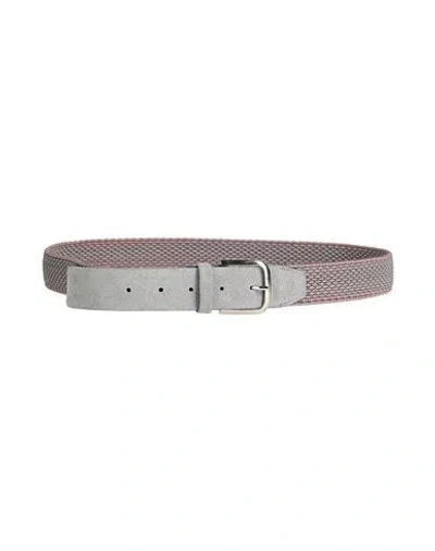 Orciani Man Belt Grey Size 43.5 Elastic Fibres, Leather