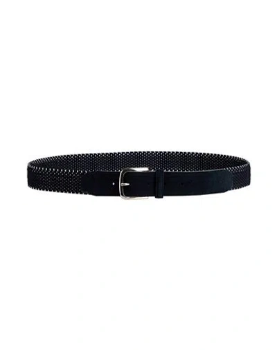 Orciani Man Belt Midnight Blue Size 43 Elastic Fibres, Leather
