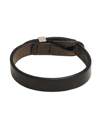 Orciani Man Bracelet Blue Size L Leather In Brown