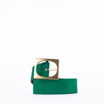 Orciani Masculine Belt In Emerald Green Leather