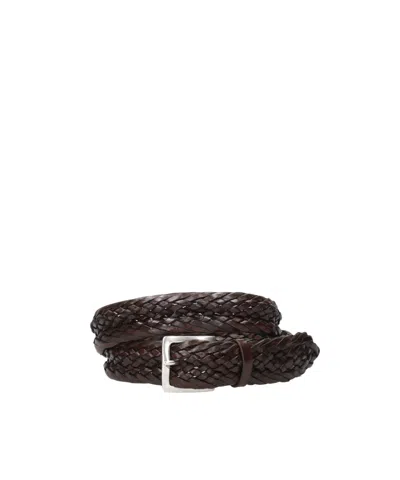 Orciani Masculine Braided Belt In Brown