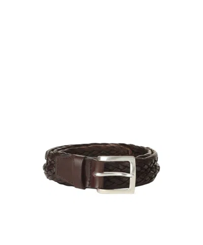 Orciani Masculine Braided Belt In Brown