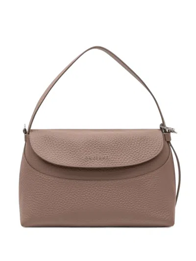 Orciani Medium Nana Soft Grained Calf Leather Shoulder Bag In Brown