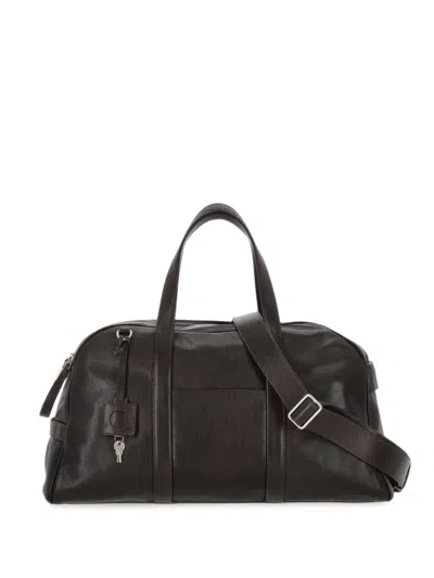 Orciani Medium Off Duty Lagoon Leather Holdall In Black