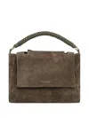 Orciani Medium Sveva Peach Braided-handle Suede Tote Bag In Brown
