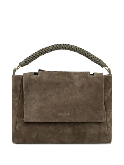 Orciani Medium Sveva Peach Braided-handle Suede Tote Bag In Brown
