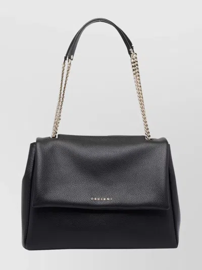 Orciani Medium Sveva Sense Shoulder Bag With Chain In Black