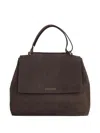 Orciani Structured Brown Leather Shoulder Bag In Brown