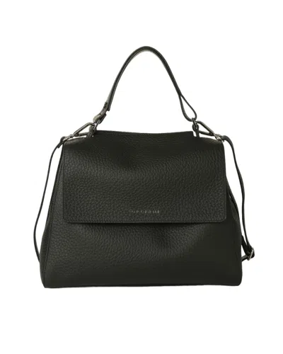 Orciani Medium Textured Leather Shoulder Bag In Pink