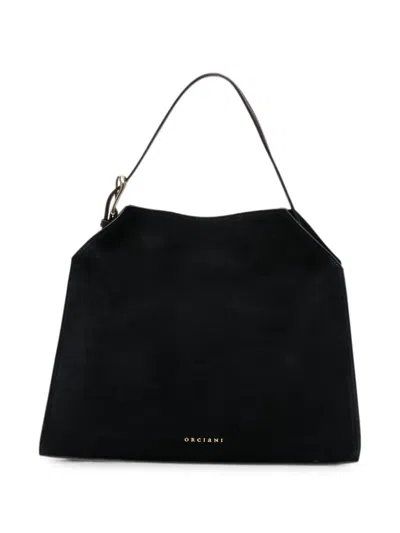 Orciani Medium Trinity Peach Logo-plaque Tote Bag In Black