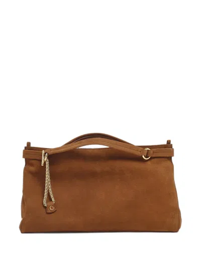 Orciani Medium Virgo Nabucco Suede Chain-link Tote Bag In Brown