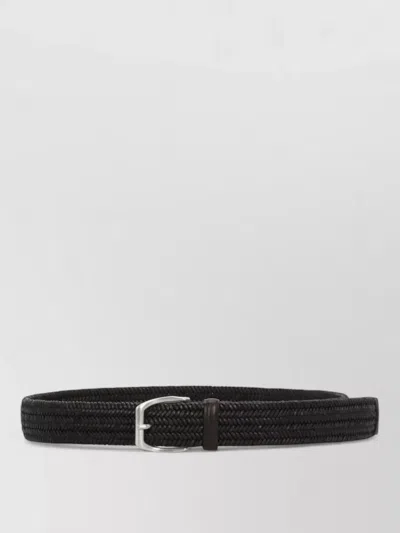 Orciani Mens Braided Leather Belt Adjustable Length In Black