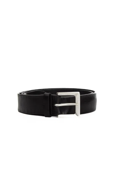 Orciani Micro Laser-cut Leather Belt In Orange