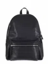 Orciani Rounded Black Pelle Backpack With Adjustable Straps In Black