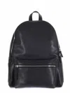 Orciani Rounded Black Pelle Backpack With Adjustable Straps In Black