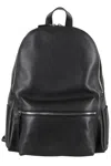 Orciani Rounded Black Pelle Backpack With Adjustable Straps In Black