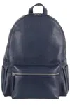 Orciani Textured Leather Backpack With Adjustable Straps In Blue
