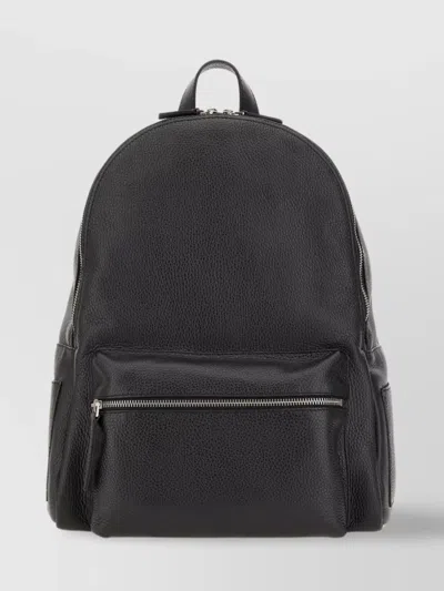 Orciani "micron" Leather Backpack With Adjustable Shoulder Straps