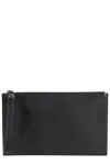 Orciani Micron Leather Pouch With Wrist Wrap In Black