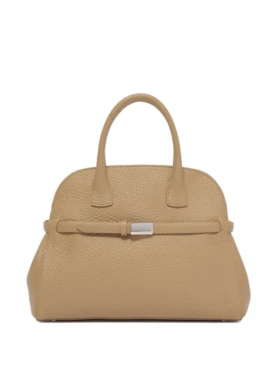 Orciani Midi Aura Soft Leather Tote Bag In Neutral