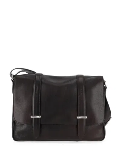 Orciani Midi Jones Lagoon Leather Messenger Bag In Brown
