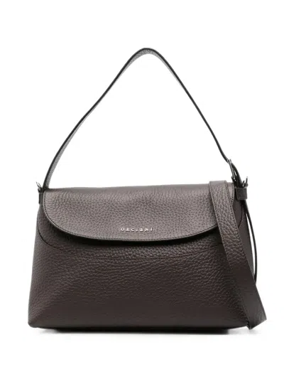 Orciani Midi Nana Soft-grained Leather Shoulder Bag In Black