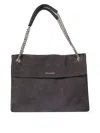 Orciani Midi Nubuck Leather Shoulder Bag In Grey