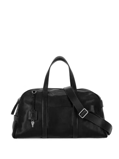 Orciani Midi Off Duty Lagoon Leather Holdall Bag In Black