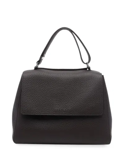 Orciani Midi Sveva Leather Shoulder Bag In Black