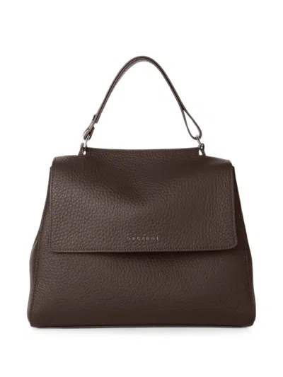 Orciani Midi Sveva Soft Leather Tote Bag In Brown