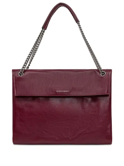 Orciani Midi Venus Gotham Leather Chain-strap Shoulder Bag In Red