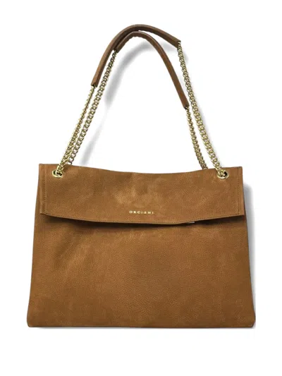 Orciani Midi Venus Leather Shouder Bag In Brown