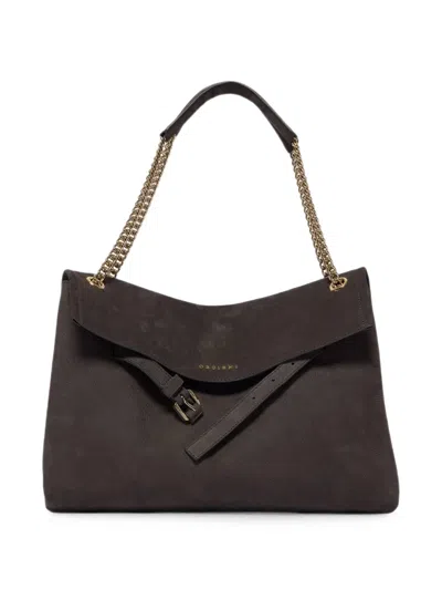 Orciani Midi Venus Nabucco Leather Shoulder Bag In Grey