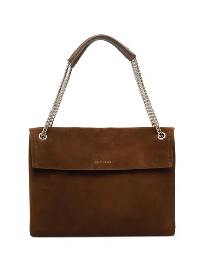 Orciani Midi Venus Peach Sliding-strap Shoulder Bag In Brown