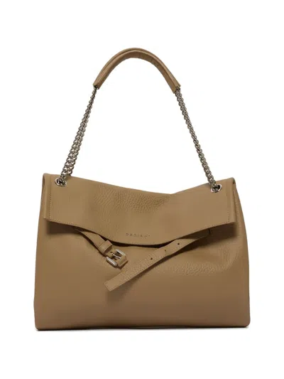 Orciani Midi Venus Flap Leather Shoulder Bag In Brown
