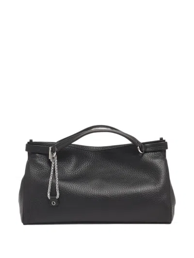 Orciani Midi Virgo Leather Tote Bag In Black