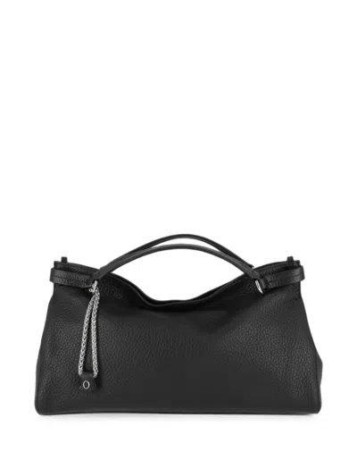 Orciani Midi Virgo Soft Grained Leather Tote Bag In Black